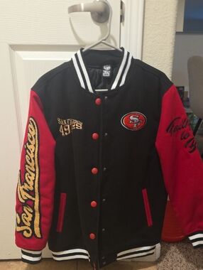 NFL San Francisco 49ers Black and Red Varsity Bomber Jacket